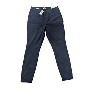 Loft Curvy Skinny Ankle Pants Women 6 Navy Blue Front Seam Workwear Stretch